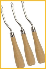 Wooden Bent Latch Hook Tools 3-Pack 6.5 Inch for Rug Making Knitting Art Crafts