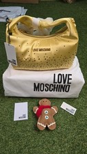 Love Moschino Satin Crystal-Embellished Bag, Gold