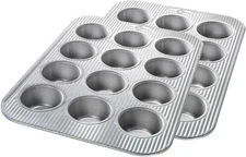 USA Pan Bakeware Muffin Pan, 12-Well, Set of 2, Aluminized Steel 