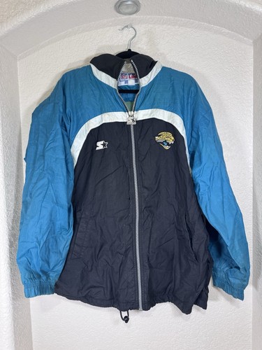 Giacca a vento vintage Starter Jacksonville Jaguars con cappuccio uomo L leggi - Foto 1 di 12