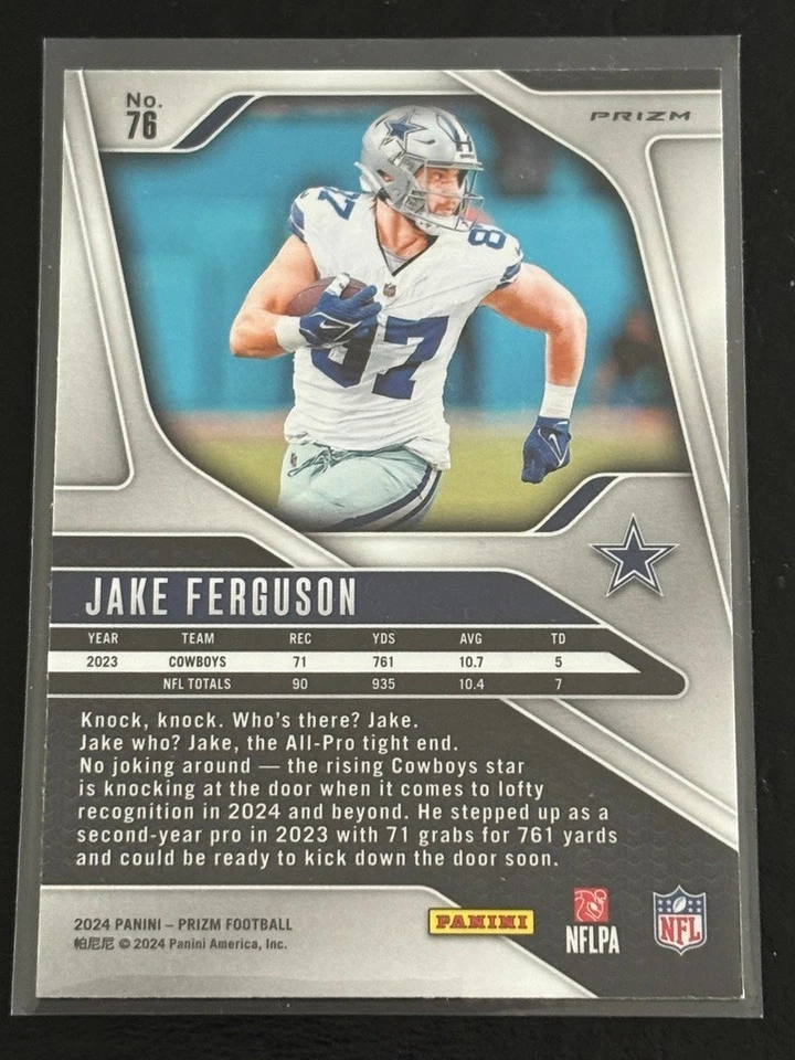 Jake Ferguson 2024 Panini Prizm Red, White & Blue #76 Dallas Cowboys - Image 2 of 2