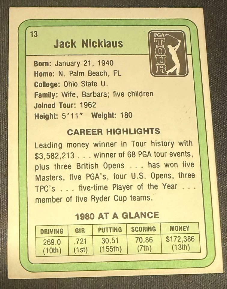 Jack Nicklaus 1981 Donruss RC autógrafo autografado cartão de novato PGA HOF Masters - Imagem 2 de 2
