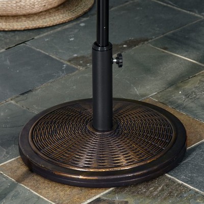 Outsunny Sonnenschirmständer aus Zement 14kg Rund Schirmständer mit Rattanoptik