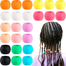 25pcs Silicone Hair Beads for Braid, Soft Pony Beads, Colorful Spacer Accessorie