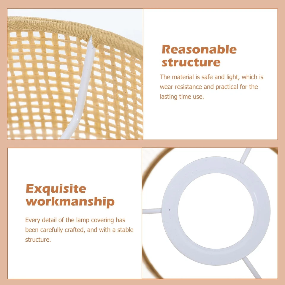 UKCOCO2pcs Rattan Woven Lamp Shade, Hanging Pendant Light Cover Cylinder Rust... - Image 2 of 4