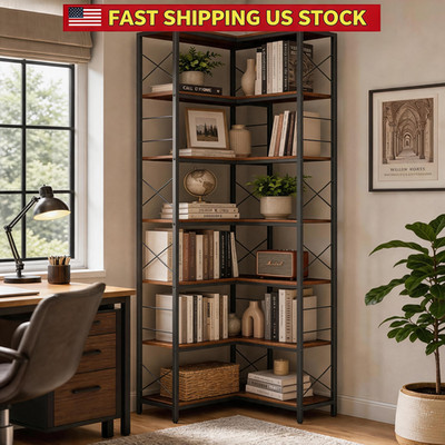 Tall Corner Bookshelf 7 Tier Corner Bookcase With 14 Shelves For Books, Décor