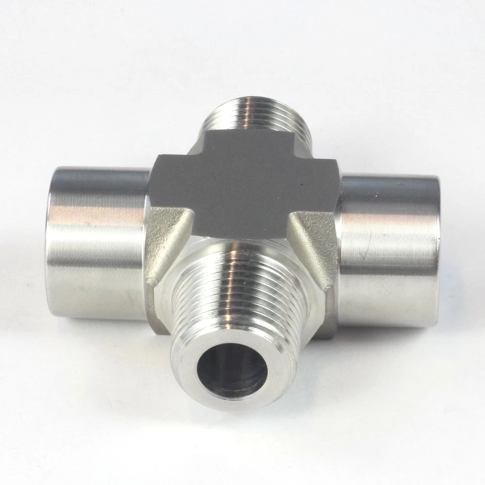 1/2" NPT Thread Fitting 4 Way Cross (M x F x M x F) Stainless Steel 304 - Image 2 of 4