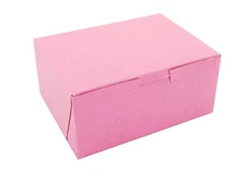 0803 Pink Paperboard Non-Window Lock-Corner Bakery Box, 6" Length x 4-1/2" Wi...