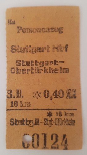 RAR: Fahrkarte Stuttgart Hbf - Stuttgart-Obertürkheim 28.02.1948 DB