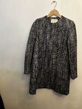 Goat London ‘jane Redgrave’ Black And White Wool Winter Herringbone Coat Uk8