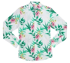 Bar III Slim Fit Tropical Floral Long Sleeve Men's Button Down Shirt NWT