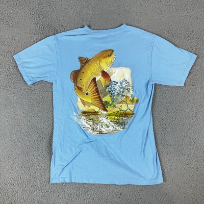 Guy Harvey Shirt Men S Blue Short Sleeve Tee Classic-Fit Pullover Cotton Fishing