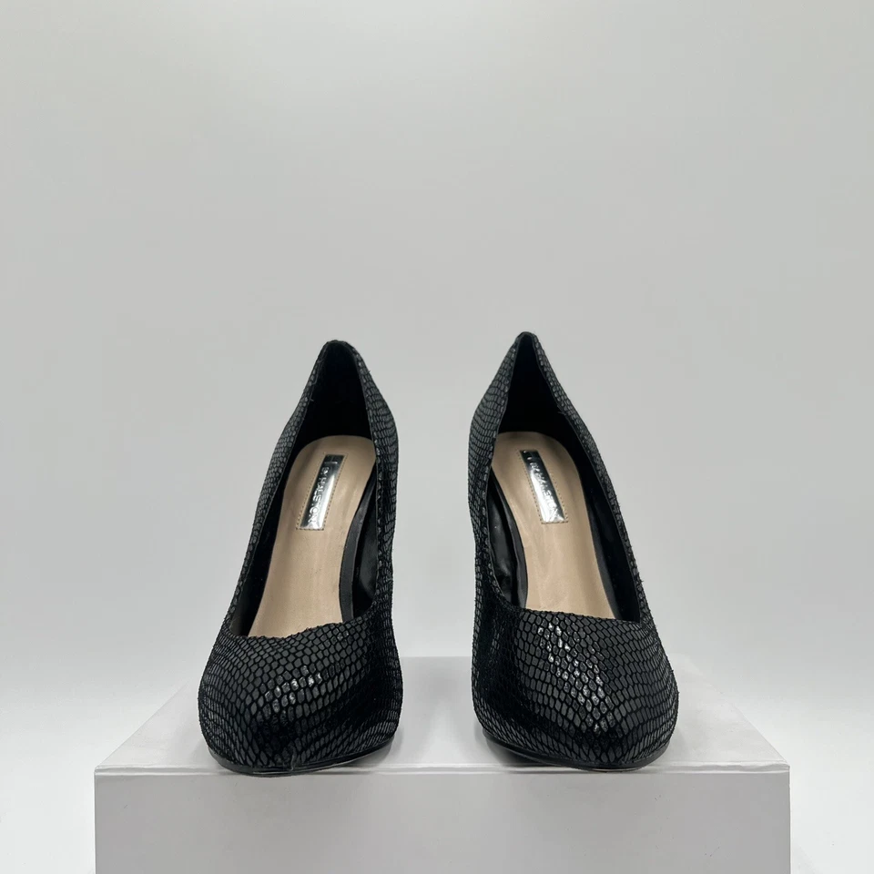 Zapatos H By Halston para mujer brillantes piel de serpiente tacones negros talla 6B Foto 4 de 4
