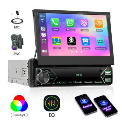1 DIN 7 Zoll Auto CarPlay Autoradio mit Ausfahrbarem Display Bluetooth USB AUX