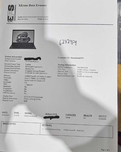 Microsoft Surface Pro 5 Core i7-7660U 8GB RAM 256GB SSD No OS 62824F4 - Afbeelding 6 van 6
