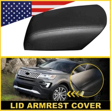 Fits Ford Explorer 2011-2018 Console Lid Armrest Cover Leather Black Accessories