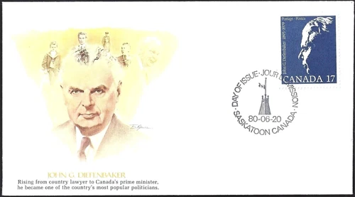 🍁Canada   #859    "JOHN  DIEFENBAKER"   Brand New 1980  Fleetwood Cover