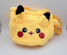 Pokemon Pikachu 6" fuzzy plush drawstring pouch bag mini backpack