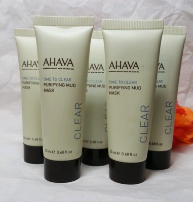 Lot of 5 AHAVA Time to Clear PURIFYING MUD MASK .68 oz  x5  3.4 oz Total IPSY