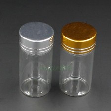 2pcs 25ml 60mm x 30mm Empty Clear Glass Bottles Storage Vials w/Al Cap