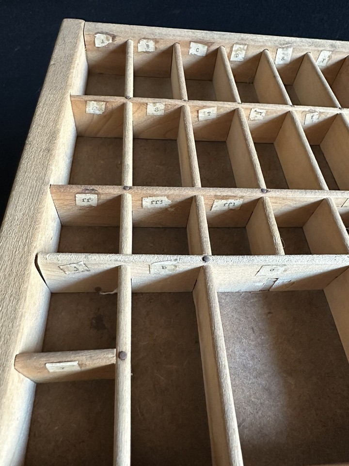 Wooden Printer Drawer Letterpress Type Set Shadow Box Antique 22x17