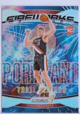 2024-25 Panini Prizm Fireworks Silver Prizm #9 Donovan Clingan RC - Blazers