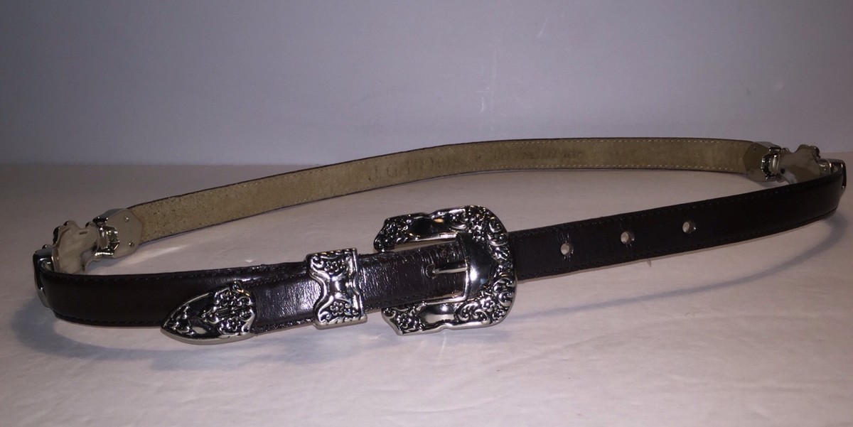 J.G. HOOK Sz M/L 100% Smooth Brown LEATHER BELT WITH  display picture 1