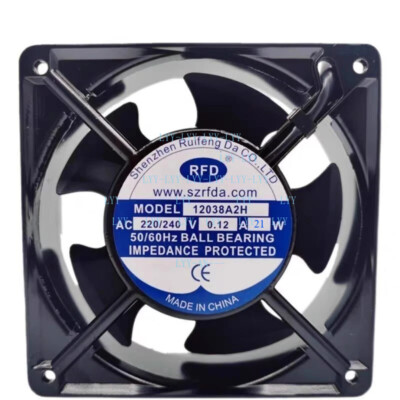 1 PCS RFD Fan model 12038A2H AC220V 0.12A 12038 12CM 2 wire aluminum frame
