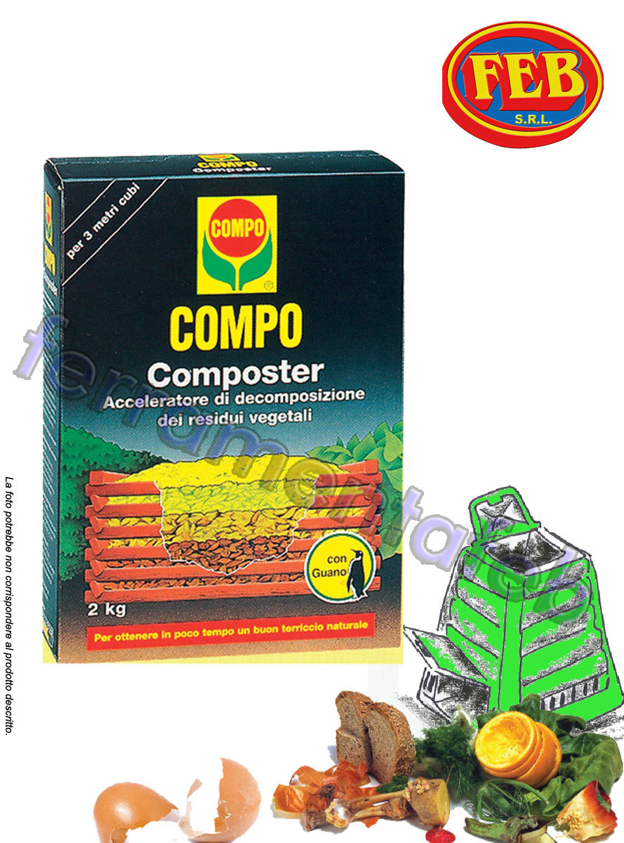 COMPO COMPOSTER ACCELERATORE ATTIVATORE DECOMPOSIZIONE RAPIDA CN GUANO 2KG UMIDO