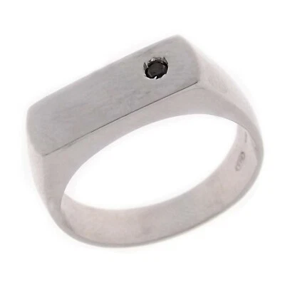 GIOIELLI AURUM Anello fede da uomo in argento 925 con diamante nero naturale rodiato oro bianco