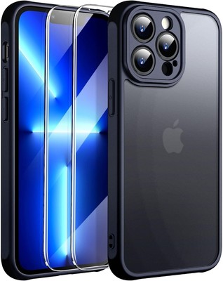 For iPhone 13 Pro Case with Camera Protections and Screen Protective Cover Black