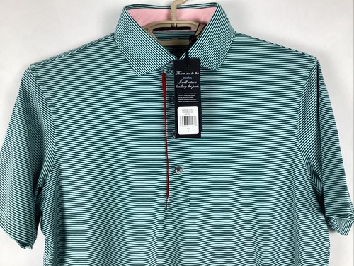 Greyson Golf Shirt Polo Saranac Cattail Striped Mens Sz Small Green New - Picture 2 of 13