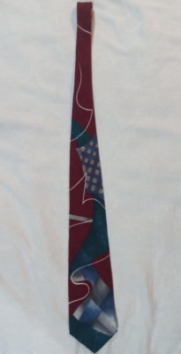 Gian Franco Ruffini Necktie Italy 100% Silk USA Made Maroon & Teal 4