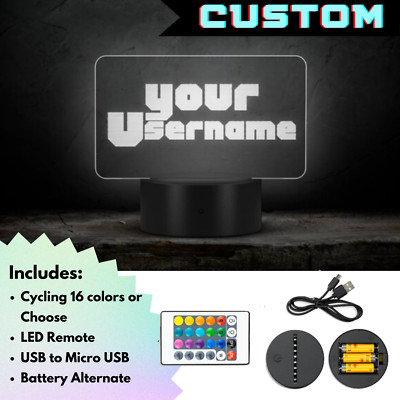 Personalized Username Twitch Font Game LED Color Desk Light Streamers Gamers