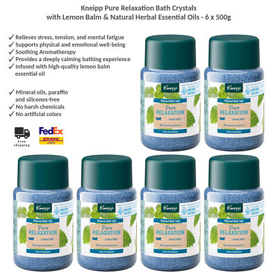 Kneipp Pure Relaxation Herbal Bath Salts with Lemon Balm & Essential Oils 6x500g