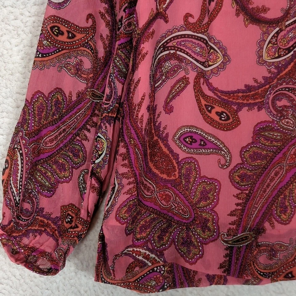 J. Blusa para mujer Crew rosa cachemira seda manga larga talla 0 Foto 2 de 4