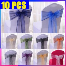 10PCS Organza Sashes Chair Cover Bow Sash WIDER FULLER BOWS Wedding Party  