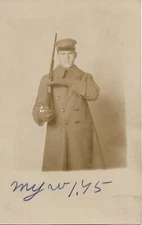 Pre-WWI Soldier Photo Real Photo Post Card Fort Columbus Ohio Rifle Coat RPPC