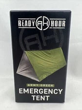 Ready Hour Army Green Nylon Emergency Tent with Survival Whistle - Brand New