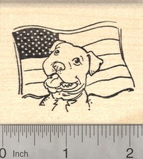 Pitbull Rubber Stamp, Dog with American Flag H24908 WM