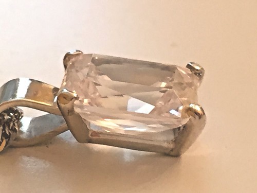 3.5 ct. Lab Created Radiant Cut CZ Pendant,Solid 14K White Gold Setting - Picture 9 of 12