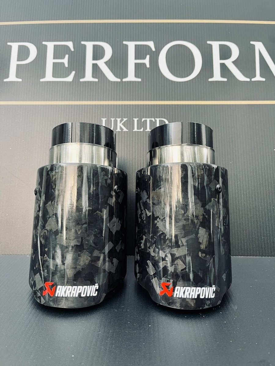 2 X 3 BLUE & BLACK CARBON FIBRE AKRAPOVIC EXHAUST TIPS STAINLESS STEEL