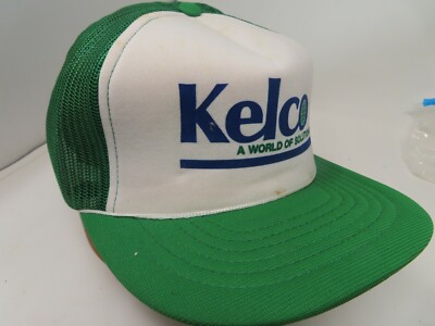 KELCO VTG Green White Mesh Snapback Hat Cap Trucker 70s Foam Puff Insulation