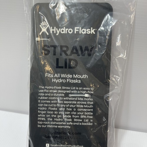 Tapa de pajita de boca ancha Hydro Flask con 2 pajitas, negra sin BPA - Imagen 5 de 6