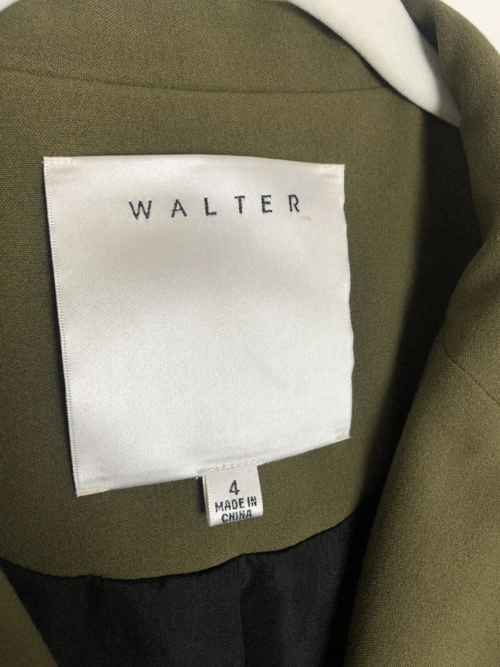 Blazer Walter Baker Verde Oliva Botón Carrera Chaqueta Carga Ligera Talla 4 A4 Foto 3 de 4