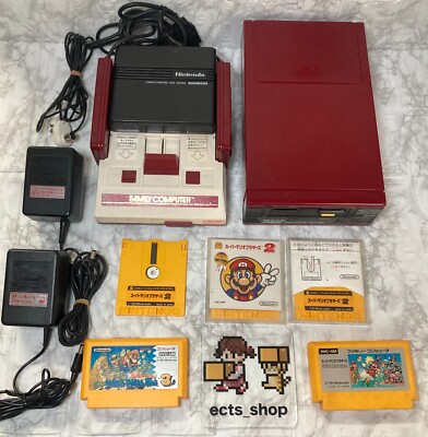 Famicom Disk system Console SET Nintendo New belt Main unit unmodified Mario