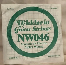 D'Addario Acoustic or Electric Guitar Strings 1.17mm - Nickel (sold 8 per order)