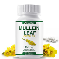 Mullein Leaf Capsules 1500MG For Lung Cleanse Detox Herbal Dietary Supplement 60