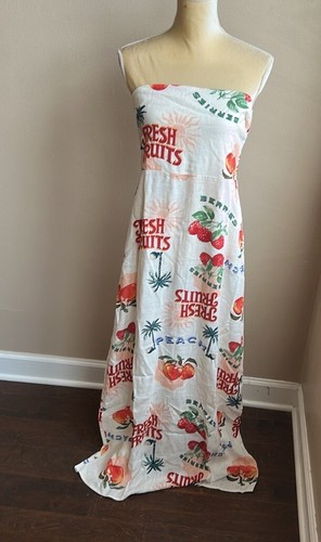 Paper Heart Womens Spring Summer Dress Sz XL Fruits Palm Trees New Strapless