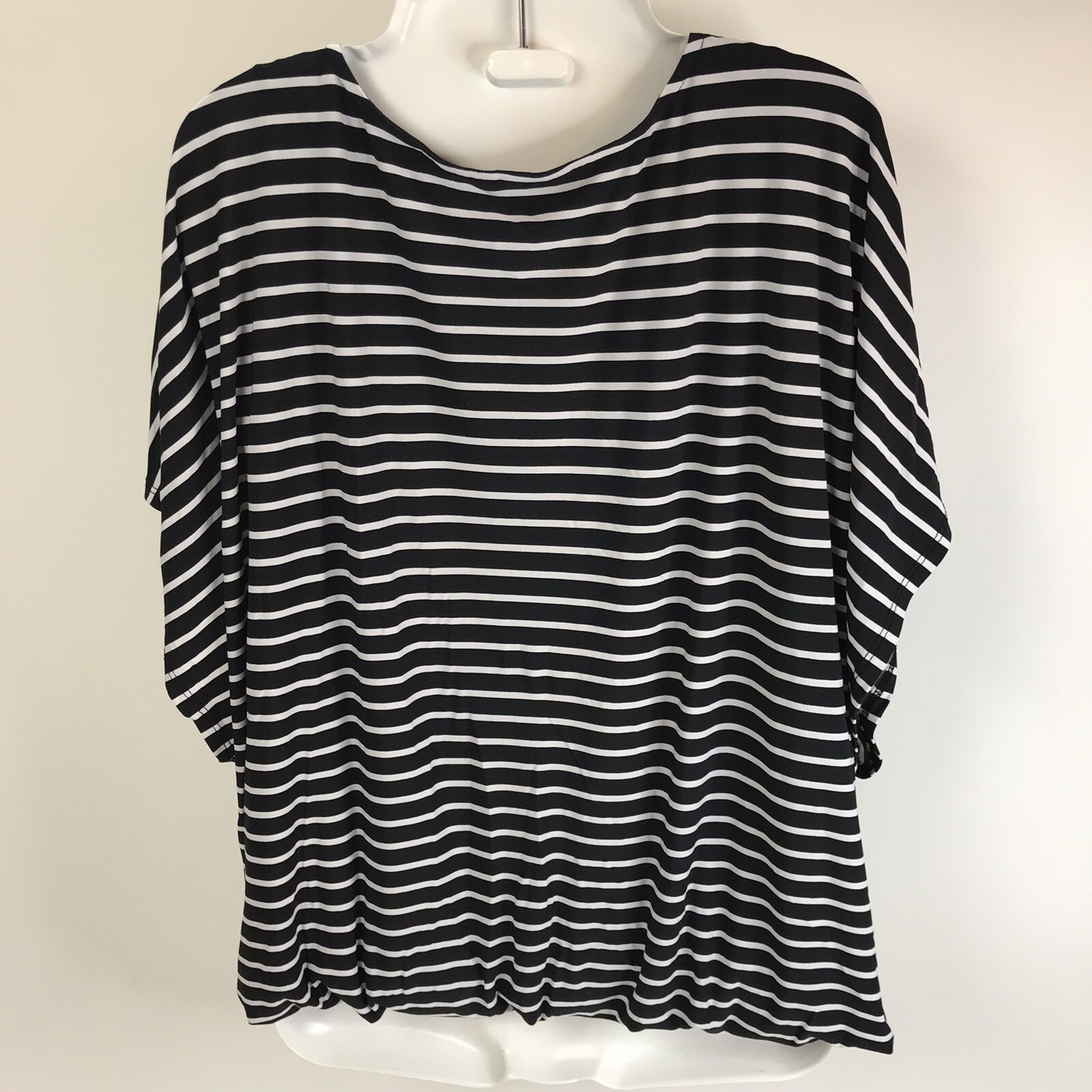 Vintage AB Studio Top Black White Stripes Stretch… - image 5